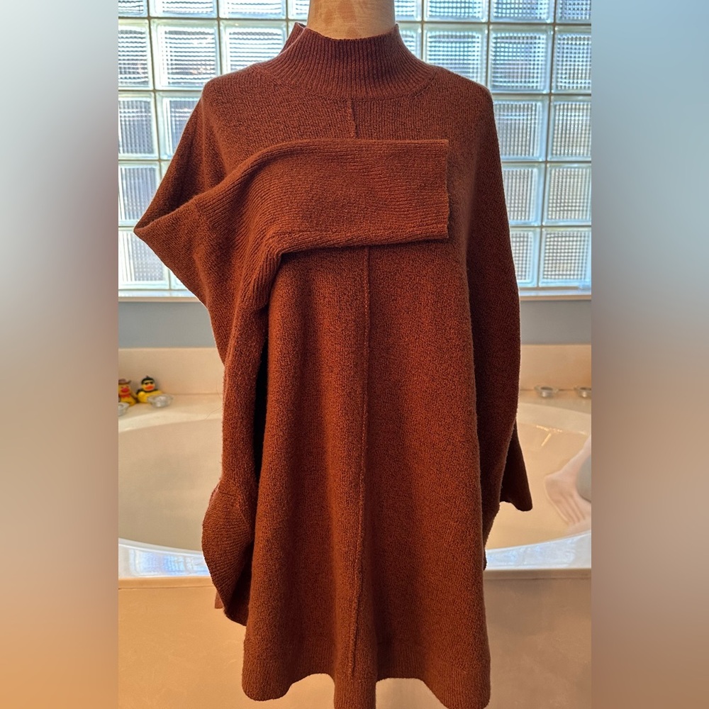 L - Loft Warm Brown Poncho-style sweater